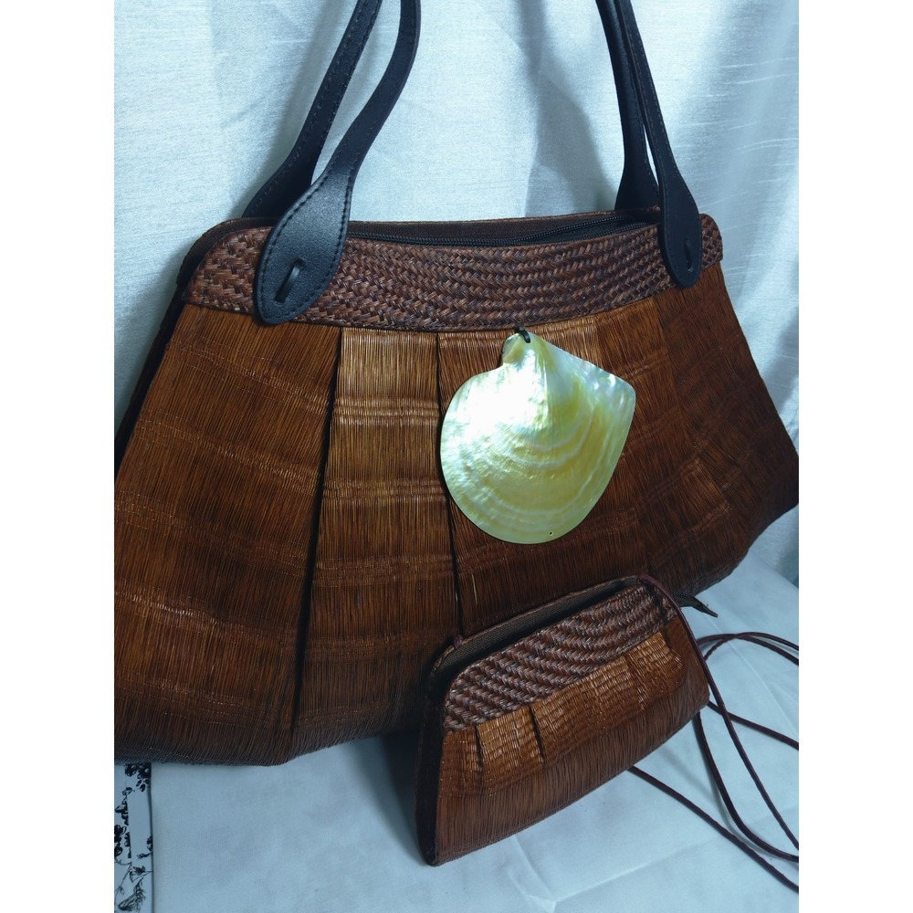 Beautiful Woven Straw Tote Bag With Small Crossbody Purse‎ Set